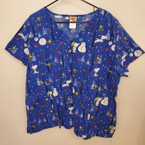 Peanuts winter scrub top sz3X